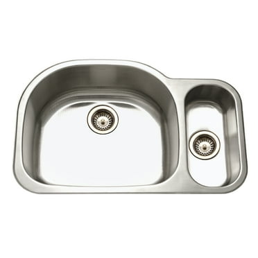 Houzer Medallion Designer 32 in Stainless Steel Undermount 80/20 Double Small Right Bowl Kitchen Sink with Strainer - MG-3209SR-1