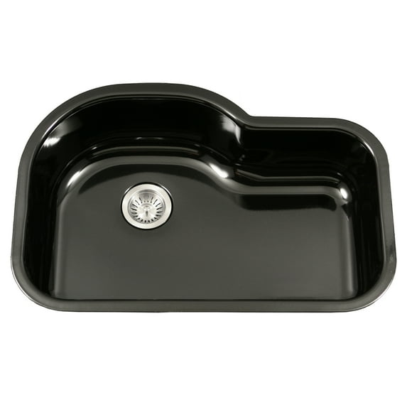 Houzer Pch-3700 Porcela 31-1/4" Undermount Single Basin Porcelain, Stainless Steel Kitchen