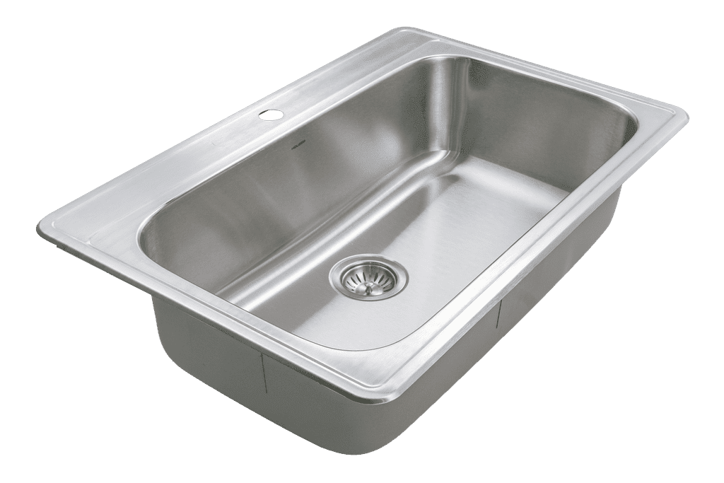 Houzer Premier 33 inch Stainless Steel Drop-in Topmount 1-hole Single Bowl Kitchen Sink with Strainer - PGS-3122-1-1