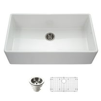 Houzer PTG-3600 WH-C 36 in. Fireclay Apron Front or Undermount Single Bowl Kitchen Sink, White