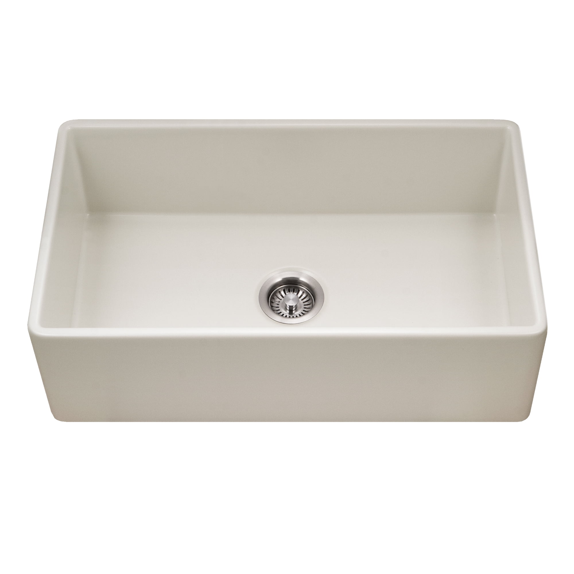 Biscuit Fireclay Apron-Front Farmhouse Single Bowl Kitchen Sink