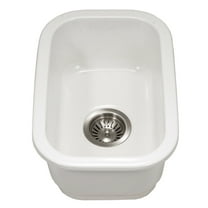 Houzer Platus 13 in White Fireclay Undermount Rectangle Single Bowl Bar Sink - PTB-1318 WH