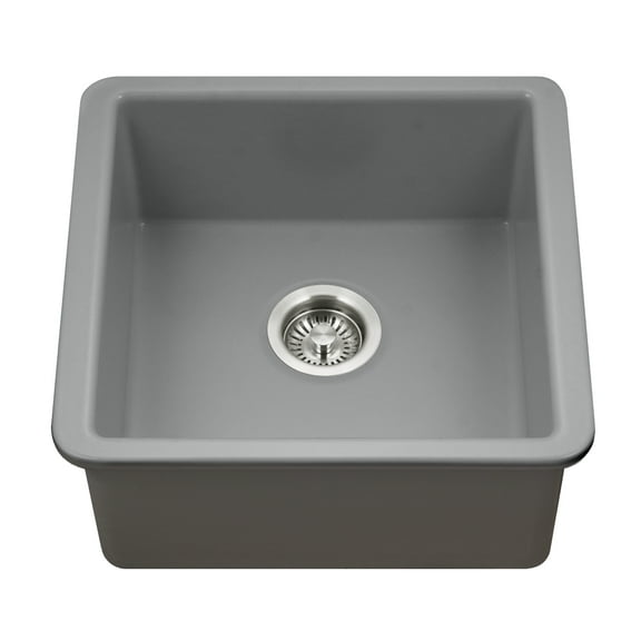 Houzer Platus 20 in Gray Fireclay Undermount Square Single Bowl Bar Sink - PTB-2020 GR