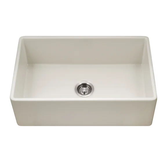 Houzer Platus 30 in Biscuit Fireclay Apron Front Farmhouse Single Bowl Kitchen Sink - PTS-4118 BQ