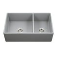 thumbnail image 1 of Houzer Platus 33 in Gray Fireclay Apron Front Farmhouse 60/40 Double Small Right Bowl Sink - PTD-6040 GR, 1 of 7