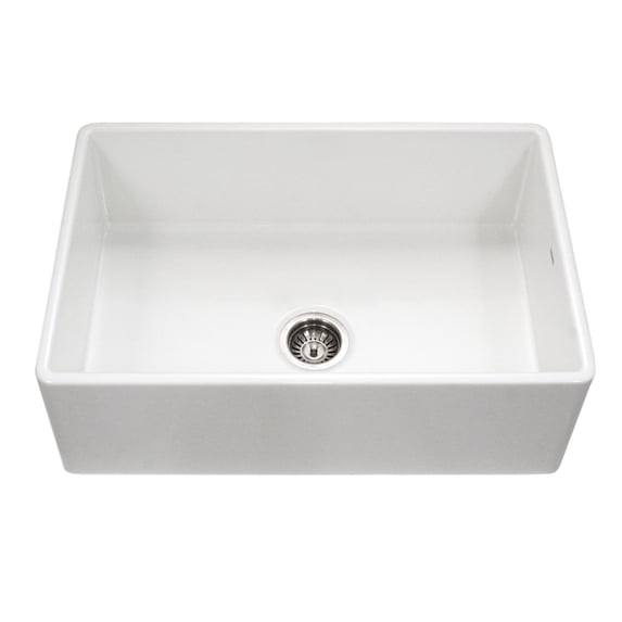 Houzer Platus 33 inch White Fireclay Apron Front Farmhouse Single Bowl Kitchen Sink - PTG-4300 WH