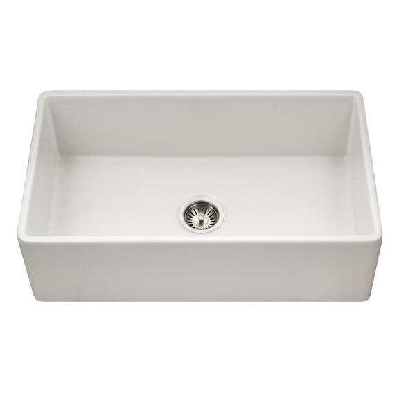 Houzer Platus 33 in White Fireclay Apron Front Farmhouse Single Bowl Kitchen Sink - PTG-4318 WH