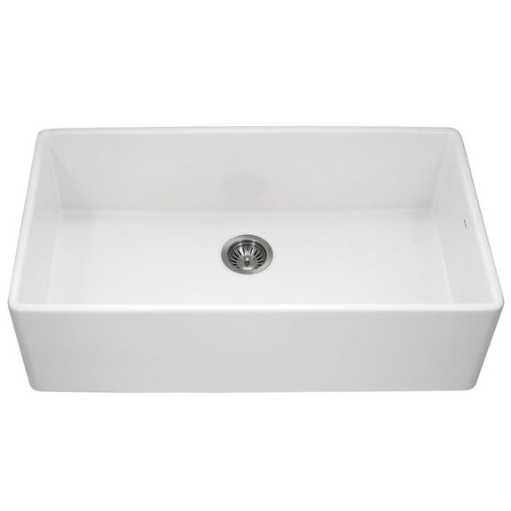 Houzer Platus 36 in White Fireclay Apron Front Farmhouse Single Bowl Kitchen Sink - PTG-3600 WH