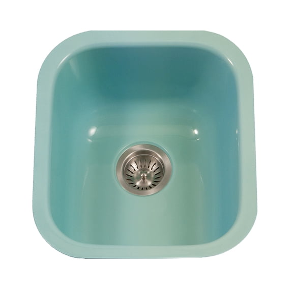 Houzer Porcela 17 in Mint Porcelain Enamel Steel Undermount Single Bowl Bar Sink - PCB-1750 MT
