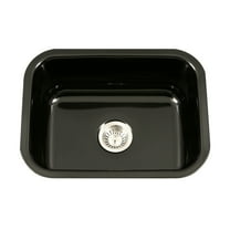 Houzer Porcela 23 in Black Porcelain Enamel Steel Undermount Single Bowl Kitchen Sink - PCS-2500 BL