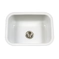 thumbnail image 1 of Houzer Porcela 23 in White Porcelain Enamel Steel Undermount Single Bowl Kitchen Sink - PCS-2500 WH, 1 of 8