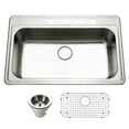 thumbnail image 1 of Houzer Premier 33 in Stainless Steel Topmount 4-hole Single Bowl Kitchen Sink with Strainer - PGS-3122-4-1, 1 of 6