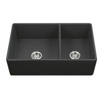 Houzer Ptd-6040-C Platus 33" Farmhouse Double Basin Fireclay Kitchen Sink - Black