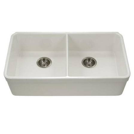 Houzer Ptu-3200-C Platus 32-3/16" Undermount Double Basin Fireclay Kitchen Sink - Off