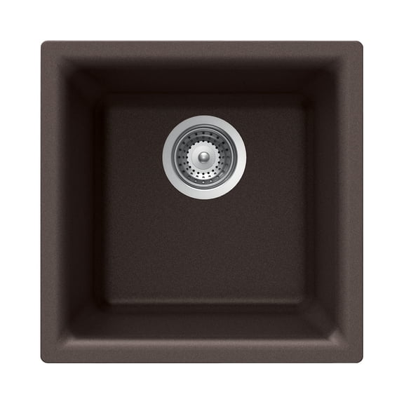 Houzer Quartztone 16 inch Mocha Granite Composite Dual Mount Topmount or Undermount Single Bowl Bar Sink - E-100 MOCHA