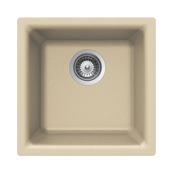 Houzer Quartztone 16 inch Sand Granite Composite Dual Mount Topmount or Undermount Single Bowl Bar Sink - E-100 SAND