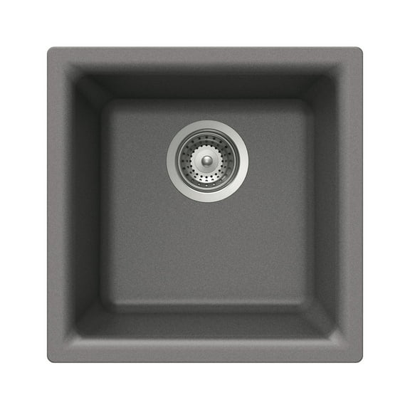 Houzer Quartztone 16 in Slate Granite Composite Dual Mount Topmount or Undermount Single Bowl Bar Sink - E-100 SLATE
