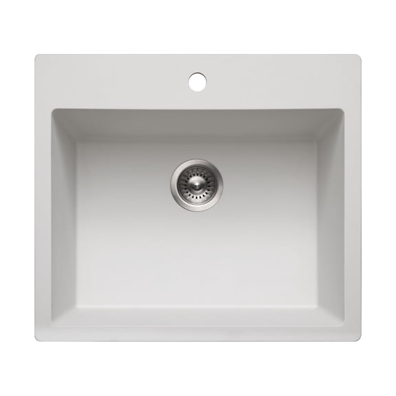 Houzer Quartztone 25 in Cloud Granite Composite Topmount Single Bowl Kitchen Sink - G-300 CLOUD