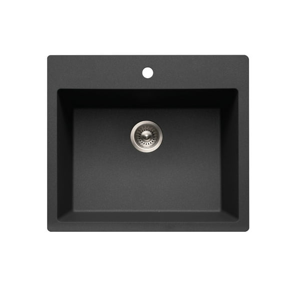 Houzer Quartztone 25 in Slate Granite Composite Topmount Single Bowl Kitchen Sink - SG-300 SLATE