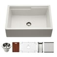 thumbnail image 1 of Houzer Quartztone 30 in Cloud Granite Composite Apron Front Farmhouse Single Bowl Workstation Kitchen Sink with Accessories - W-130 CLOUD-C, 1 of 4