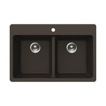Houzer Quartztone 33 in Mocha Granite Composite Topmount 50/50 Double Bowl Kitchen Sink - M-300 MOCHA
