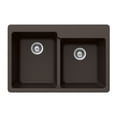 thumbnail image 1 of Houzer Quartztone 33 inch Mocha Granite Composite Drop-in Topmount 60/40 Double Bowl Kitchen Sink - M-175 MOCHA, 1 of 6