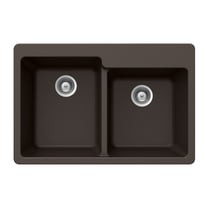 Houzer Quartztone 33 in Mocha Granite Composite Topmount 60/40 Double Bowl Kitchen Sink - M-175 MOCHA