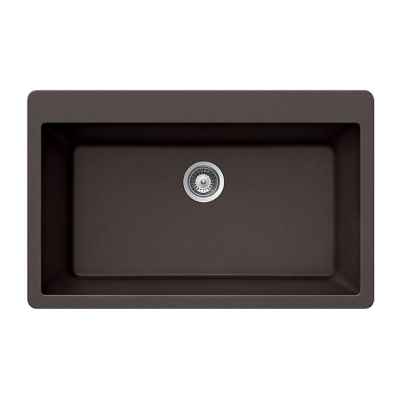 Houzer Cassiano Italian 33 inch Mocha Granite Composite Topmount Single Bowl Kitchen Sink, V-100 MOCHA