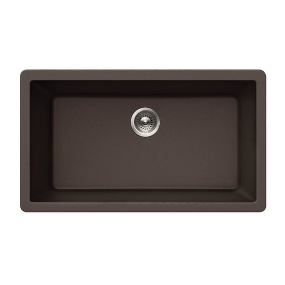 Houzer Quartztone 33 in Mocha Granite Composite Undermount Single Bowl Kitchen Sink - V-300U MOCHA
