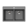 thumbnail image 1 of Houzer Quartztone 33 inch Slate Granite Composite Drop-in Topmount 50/50 Double Bowl Kitchen Sink - M-300 SLATE, 1 of 5