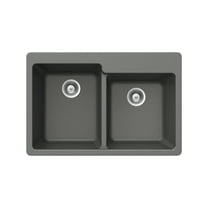 Houzer Quartztone 33 in Slate Granite Composite Undermount 60/40 Double Bowl Kitchen Sink - M-175U SLATE