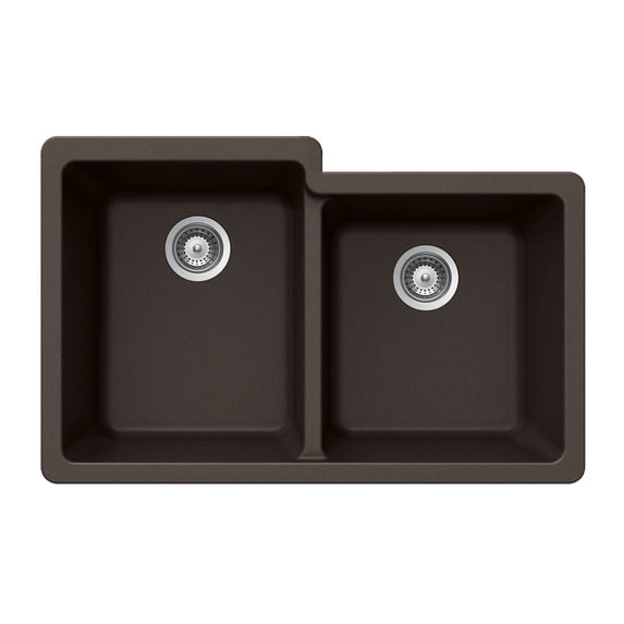 Houzer Quartztone 33 inch Mocha Granite Composite Undermount 60/40 Double Bowl Kitchen Sink - M-175U MOCHA