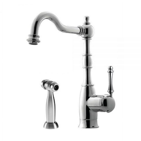 Houzer REGSS-181-PC 12.3125" Faucet Hole Polished Chrome Regal Traditional Solid Brass Kitchen Faucet