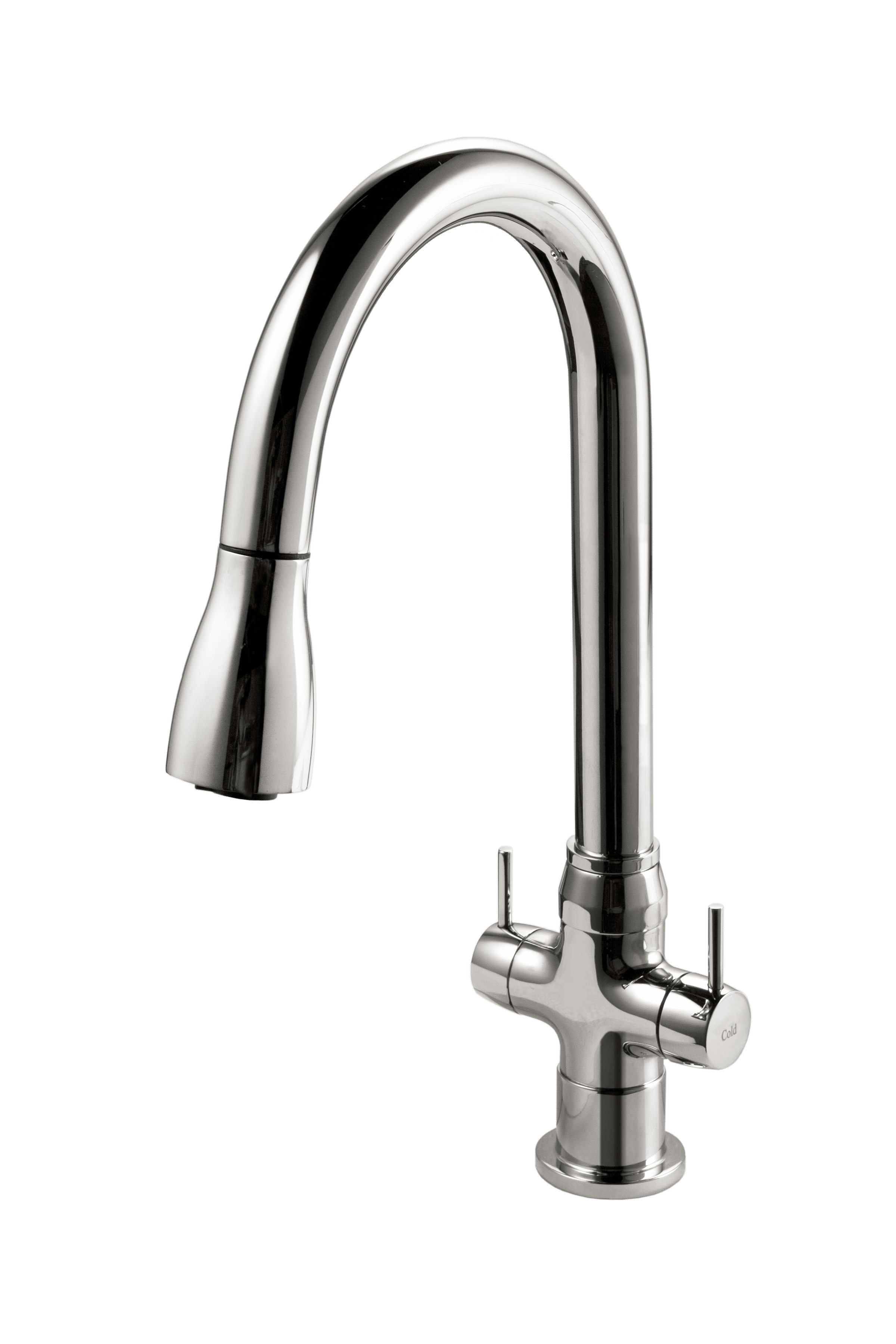 Houzer TRNPD-3000-PC Polished Chrome (PC) Dual Handle Pull Down Kitchen Faucet
