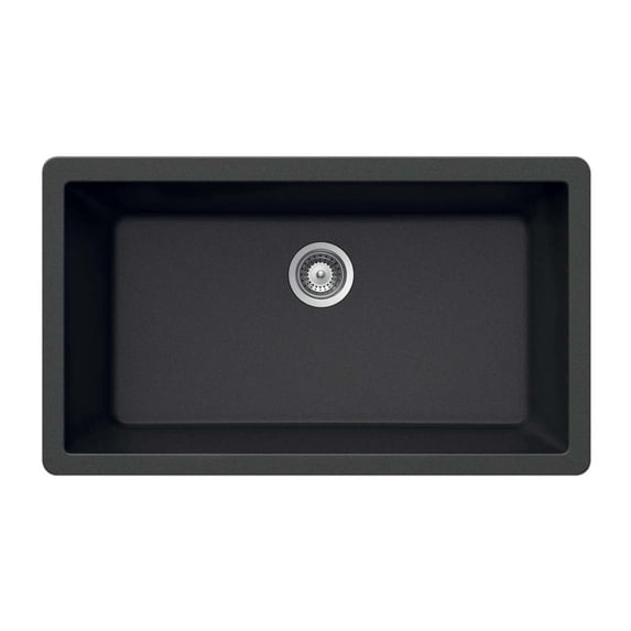 Houzer Cassiano Italian 33 inch Midnite Granite Composite Undermount Single Bowl Kitchen Sink - V-100U MIDNITE