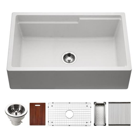 Houzer W-133 CLOUD-C Quartztone Granite Workstation Kitchen Sink, Cloud