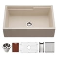 thumbnail image 1 of Houzer Quartztone 33 inch Sand Apron Front Farmhouse Granite Composite Workstation Kitchen Sink with Accessories - W-133 SAND-C, 1 of 8