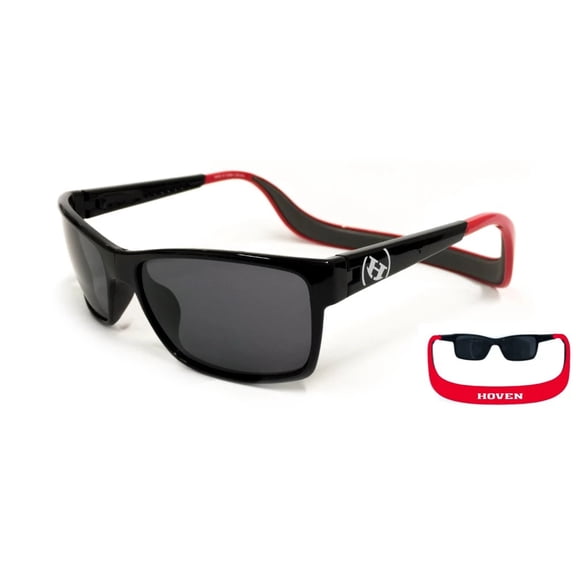 Hoven Monix Black-Red Gloss-Grey/Grey Polarized Sunglasses