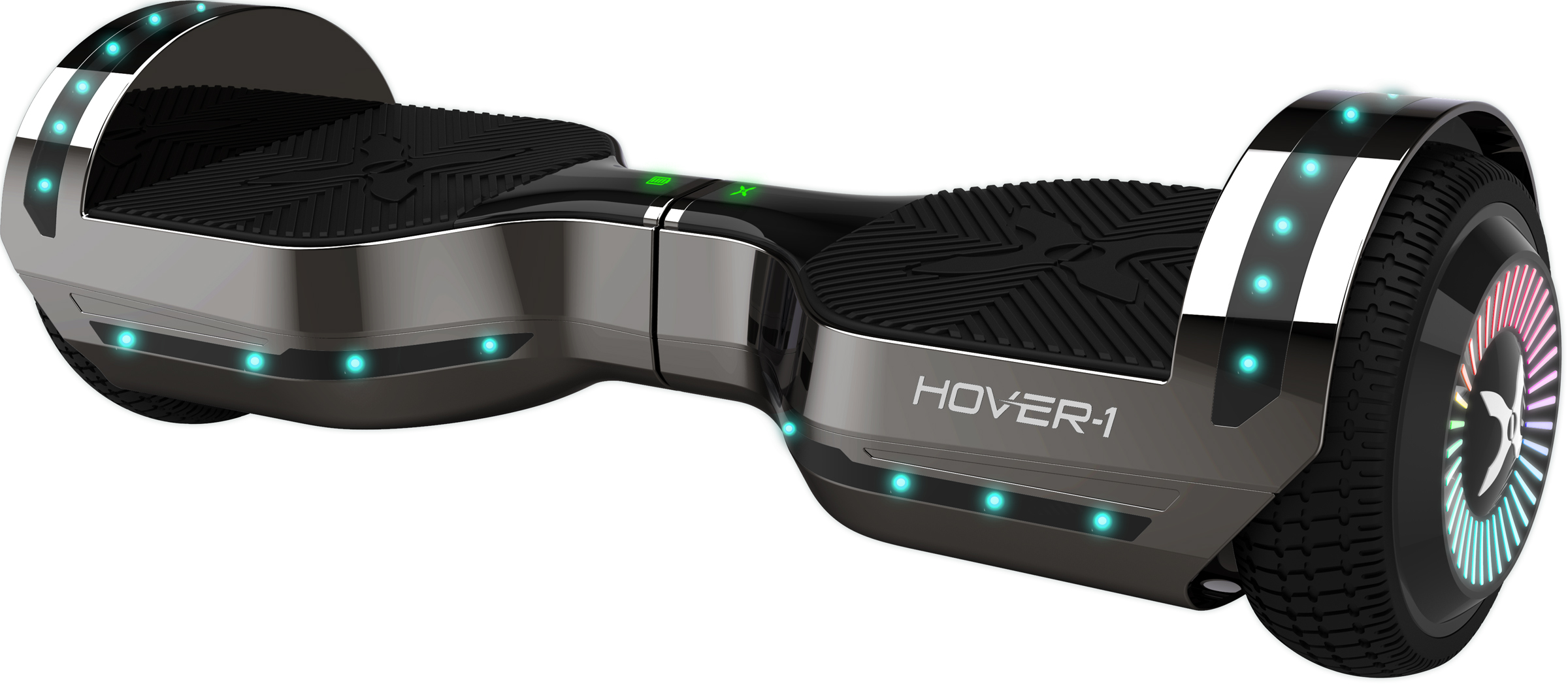 Hover-1 Chrome 7 Mph Hoverboard with LED Lights and Bluetooth Speaker, 6.5 In. Tires, 220 Lbs. Max Weight, Gunmetal - image 1 of 8
