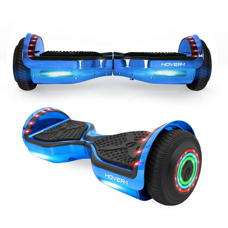 Hover 1 Chrome Hover Board with 6.5 In. Wheels Built In Bluetooth Speaker LED Headlights Ultra bright LED Wheel Lights Built In Rechargeable