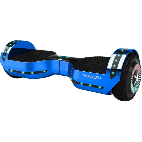 Hover-1 Chrome Hoverboard, LED Lights, Bluetooth Speaker, 6.5 in Tires, 220 lbs Max weight, 7 MPH