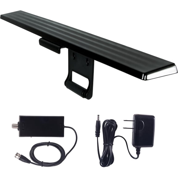 Hover Amplified HD Digital TV Antenna, Long Ran Smart TV Antenna, Easy Mount on Top Design, Supports 4K 1080P HDTV VHF UHF, Indoor Amplified Signal Booster, 5ft Coax HDTV Cable/AC Adapter, 37075