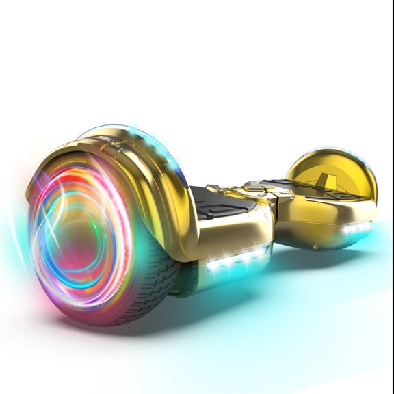 Electric Hover & Board Scooter for Kids & Adults,Sunderwell 9 mph & 9 Miles All Terrain Self-Balance Scooter with Bluetooth Speaker,6.5 inch,165 lbs capacity,LED Light,Perfect Gift(Gold)