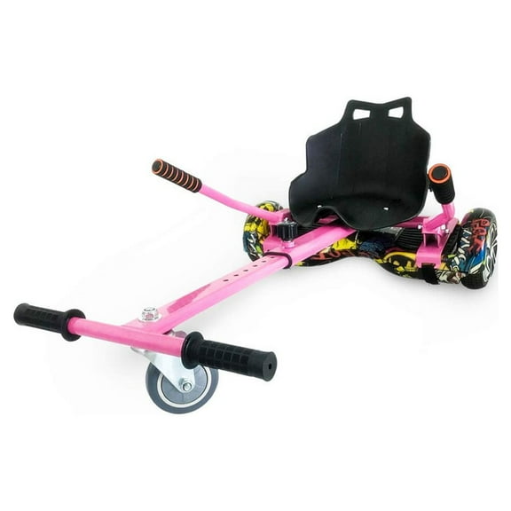 Hover Kart Go Kart Adjustable Seat Attachment for 6.5" Hover-Board Buggy - Pink