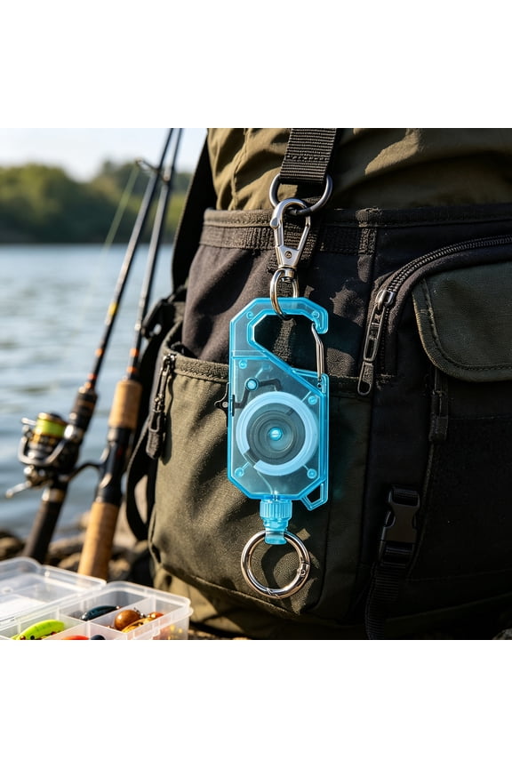 Hover Lockable Retractable Keychain, 4.6in Transparent PC Heavy Duty Steel Cord Reel with Carabiner, Adjustable Stop Retractor for Fishing Gear Keys Outdoor Use, Blue by XSAOP