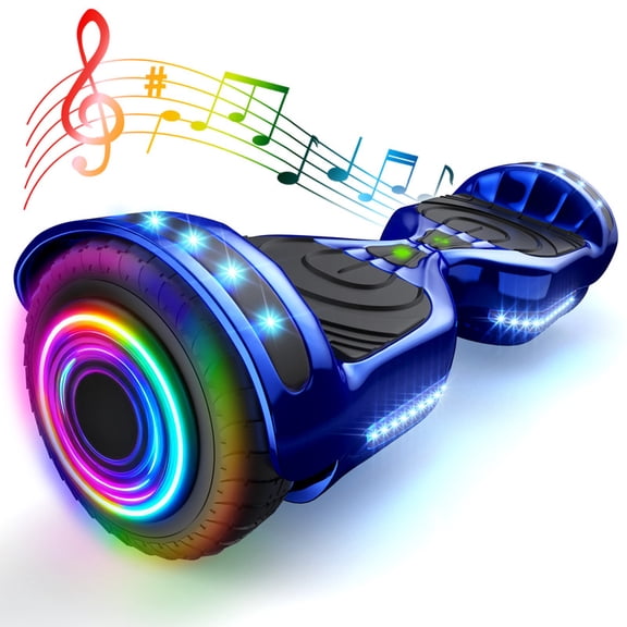 Hover Off Road Board Electric Scooter with LED Lights & Dual 150W Motor, Kids Scooter with 9MPH Max Speed, Electric Scooter with Bluetooth Speakers, Tcdjtc Self-Balance Scooter for Kids