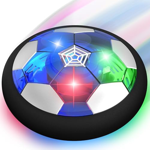 Hover Soccer Ball Boy Toy,Air Powered Floating Hover Soccers with LED Light,Kids Training Soccer Ball Indoor Outdoor Game,Birthday Gifts for Age 3 4 5 6 7 8-10 Years Old Boys Girls