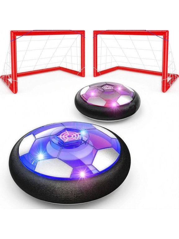Hover Soccer Ball Set of 2, Rechargeable Air Floating Soccer with LED Lights, 2 Mini Goals, Indoor Outdoor Hover Ball Toys for Kids Boys Girls Ages 3 4 5 6 7 8 9 10+