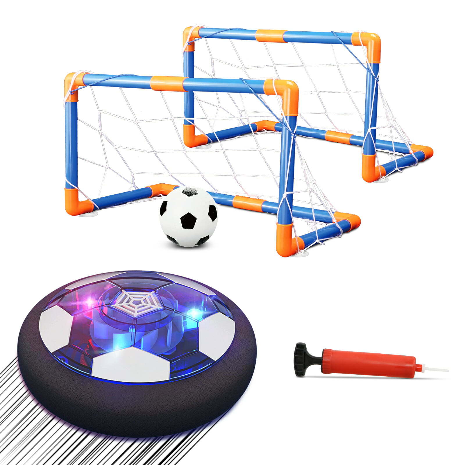 Hot Bee Hover Soccer Ball Set with 2 Goals, 3in1 LED Soccer Hockey