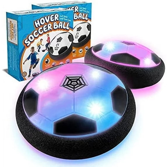 2 Pack Hover Soccer Ball Toys for Kids, Indoor Outdoor Creative Soccer Toys with Foam Bumper and LED Light, Gifts for 3-12 Year Old Boys Girls